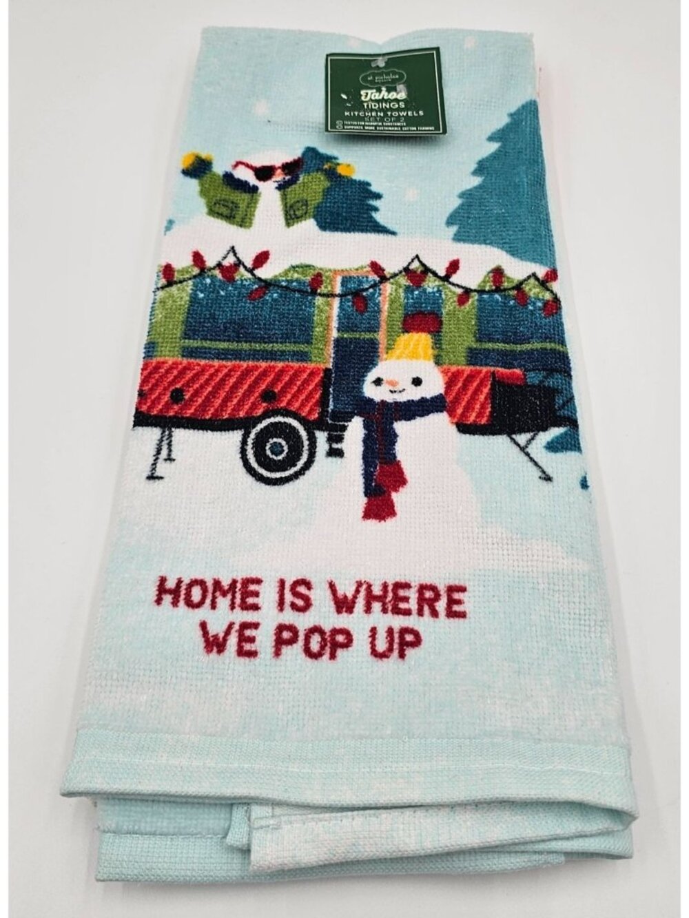 NWT St. Nicholas Square Home Is Where We Pop Up Kitchen Towels (2) Holiday Xmas